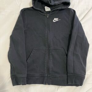 Nike Kids Black Hoodie White Logo Full Zip Boys Size Medium 10/12